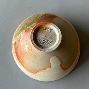 Ceramic Teabowl, "Coyote Point", Shino Wood Fired #5 (12/24 firing, Little Mulberry Pottery) by Marianne Wilson Studio 