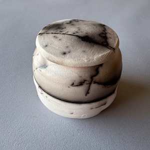 White Terra Sigilatta with Horsehair, Tea Caddy TC-3 by Marianne Wilson Studio 