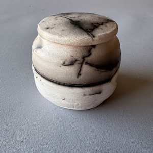 White Terra Sigilatta with Horsehair, Tea Caddy TC-3 by Marianne Wilson Studio 