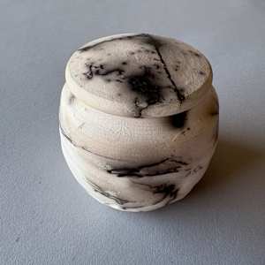 White Terra Sigilatta with Horsehair, Tea Caddy TC-3 by Marianne Wilson Studio