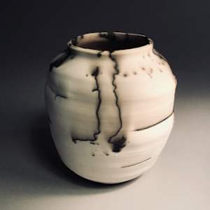 Vessel: White Terra Sigillata with Horsehair, Non-Functional Vase NFV-12 by Marianne Wilson Studio 