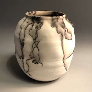 Vessel: White Terra Sigillata with Horsehair, Non-Functional Vase NFV-12 by Marianne Wilson Studio 