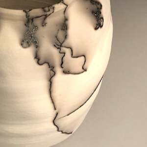 Vessel: White Terra Sigillata with Horsehair, Non-Functional Vase NFV-12 by Marianne Wilson Studio 
