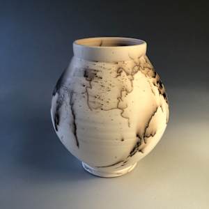 Vessel: White Terra Sigillata and Horsehair NFV-3 by Marianne Wilson Studio 