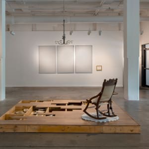 05. Beyond the Whitewash Exhibition July 7, 2023 by Shelby Head  Image: Superiority Complex, living room installation, Shelby Head; The Wall, Shelby Head