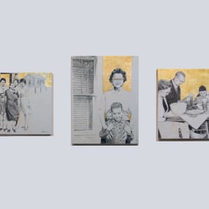 05. Beyond the Whitewash Exhibition July 7, 2023 by Shelby Head  Image: Surrounded by Herron Ladies at the Camphouse, Mama & Me at Onapa, Martin Family Prayer (The Prayer), Bobby Martin, (Mvskoke Creek)