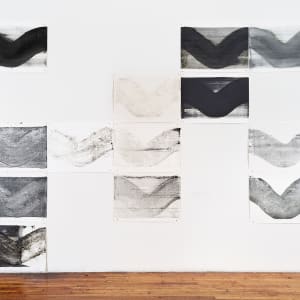 Black wave,  24 monoprints, oil on paper , 22”x30” each . by Maria Mimma Scarpini