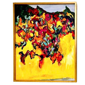 Diptych - Yellow Wall with Bougainvillea by Judith Jenya 