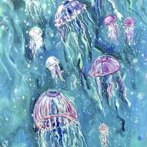 Humuhumu  Series of 3 Panel Artwork by Jennifer Gjaltema, Image 2.