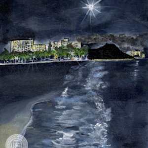 Moonlit Waikiki by Jennifer Gjaltema