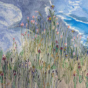 Creek Trail Flowers Reproduction by Janet Herman  Image: Reproduction of textile artwork