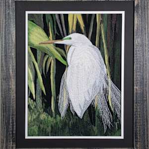 Egret Courting by Janet Herman  Image: Egret Courting, as matted and framed. 