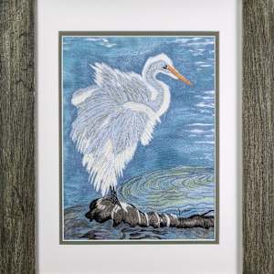 Turquoise Pond Egret by Janet Herman  Image: Turquoise Pond Egret, as matted and framed