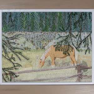 Palomino Grazing by Janet Herman  Image: Palomino Grazing, as framed