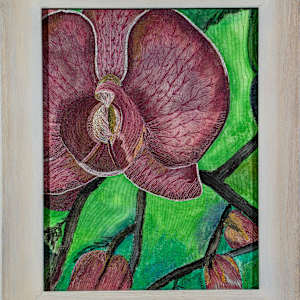 Canvas Orchid by Janet Herman  Image: As framed behind Tru-Vue Museum Glass. 