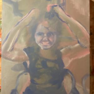 Susanne by Hanna Bordewijk  Image: First sketch in acrylic. I am really just feeling my way around the canvas and there is a lot of proportioning to get right yet.  I actually sanded some off to 'restart'.