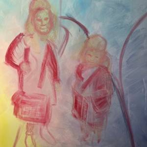 First day of school by Hanna Bordewijk  Image: Initial sketch in acrylic