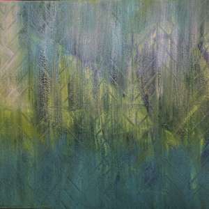 Friends by Hanna Bordewijk  Image: Background layer with stencil and acrylics
