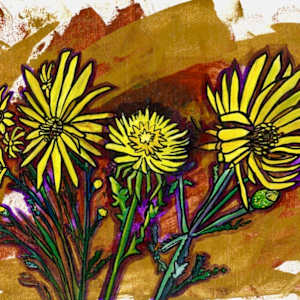 Yellow Flowers and Dandelion by Brian Hindson
