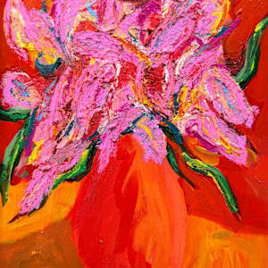 Abstract flowers in a vase by Anna Richards