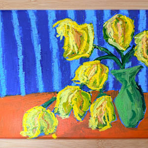 Yellow flowers in a vase by Anna Richards 