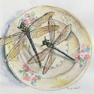 Two Dragonflies, Yellow Plate by M. de Soleil, Image 1.