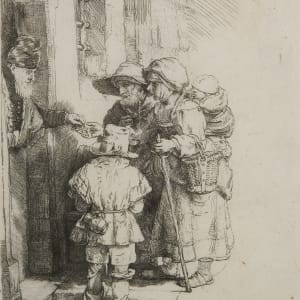 Beggars Receiving Alms at a Door by Harmenszoon van Rijn Rembrandt