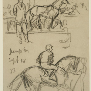 "Two Horse Studies at Sandown" & "In the Paddock, Kempton" (PAIR) by Sir Alfred J. Munnings 