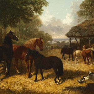 Barnyard Scenes (a pair) by John Frederick Herring, Jr. 