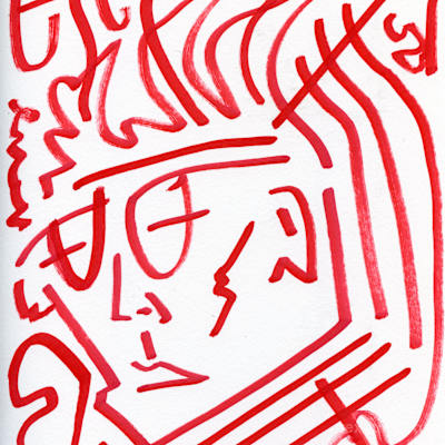 Flaming Brain in Red